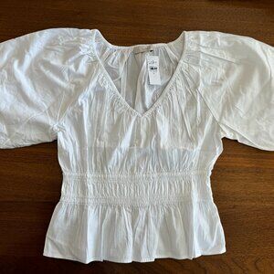 Gathered Waist V-neck Blouse